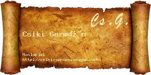 Csiki Germán névjegykártya